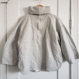 Zara Oversized Light Gray Poncho Style Quarter-Zip Sweater M
